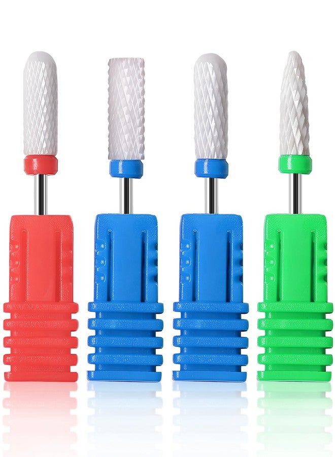 Kootinn 4 Pcs Ceramic Nail Drill Bits Set, 2.35mm (3/32'') Professional Acrylic Nail File Drill Bit for Manicure Pedicure Cuticle Gel Nail Polishing - Image 1