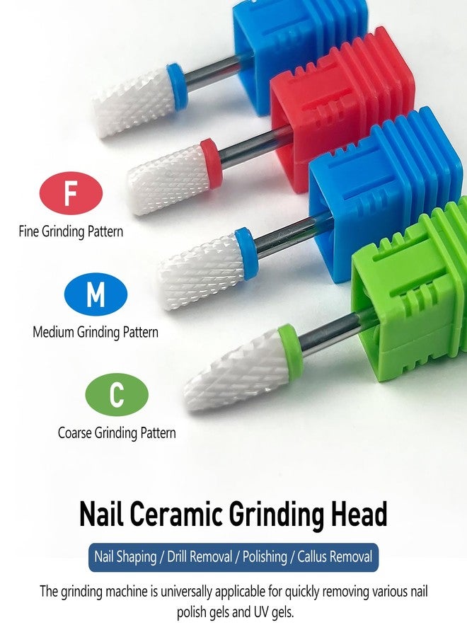 Kootinn 4 Pcs Ceramic Nail Drill Bits Set, 2.35mm (3/32'') Professional Acrylic Nail File Drill Bit for Manicure Pedicure Cuticle Gel Nail Polishing - Image 2