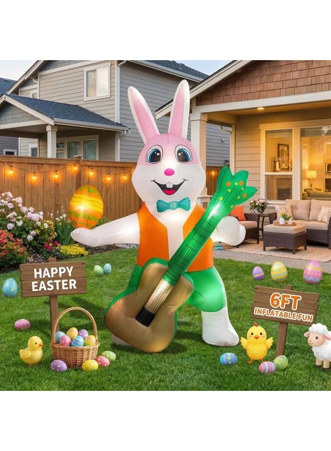 sewrung 6.0ft Inflatable Easter Rabbit with Eggs, Inflatable Outdoor Easter Rabbit Decorations, Unique Illuminated Easter Decorations for Indoor, Outdoor, Thi - Image 1