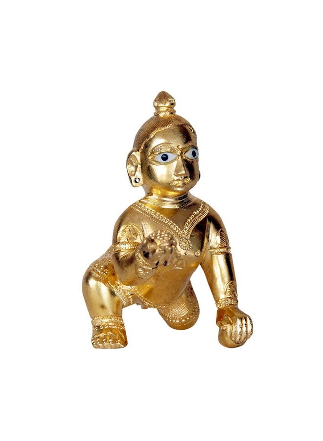 Real Seed Brass Laddoo Gopal Statue + Poshak + Shringar Kit, Brass Laddu Gopal Kishan, Thakurji Murti Idol, Laddu Gopal Idol, Bal Gopal Murti, Metal Laddu Gopal | Size- 6.8 x 7 CMS |Weight- 200 Grams - Image 2