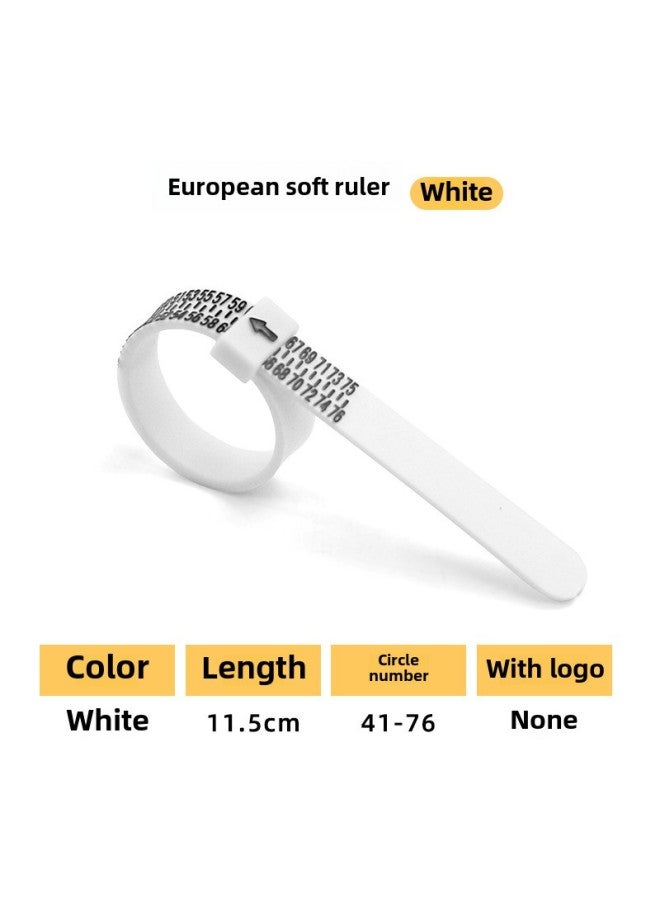 Ring Measuring Belt US, Hong Kong, Japan, And England Finger Circumference Measuring Ruler Ring Soft Ruler Ring Size Screening Products-Model:White Euclidean Ring Ruler  - Image 1