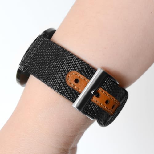 TStrap Nylon Watch Band for Men - Black Canvas Quick Release Watch Strap Women - Soft Sailcloth Smart Watchband with Clasp - Correa para Reloj Replacement - 18mm 20mm 22mm - Image 3
