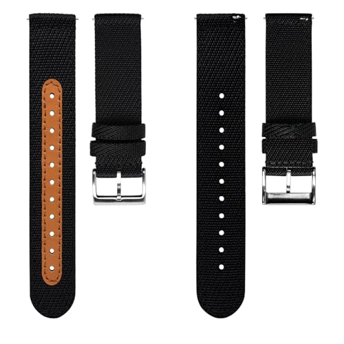 TStrap Nylon Watch Band for Men - Black Canvas Quick Release Watch Strap Women - Soft Sailcloth Smart Watchband with Clasp - Correa para Reloj Replacement - 18mm 20mm 22mm - Image 2