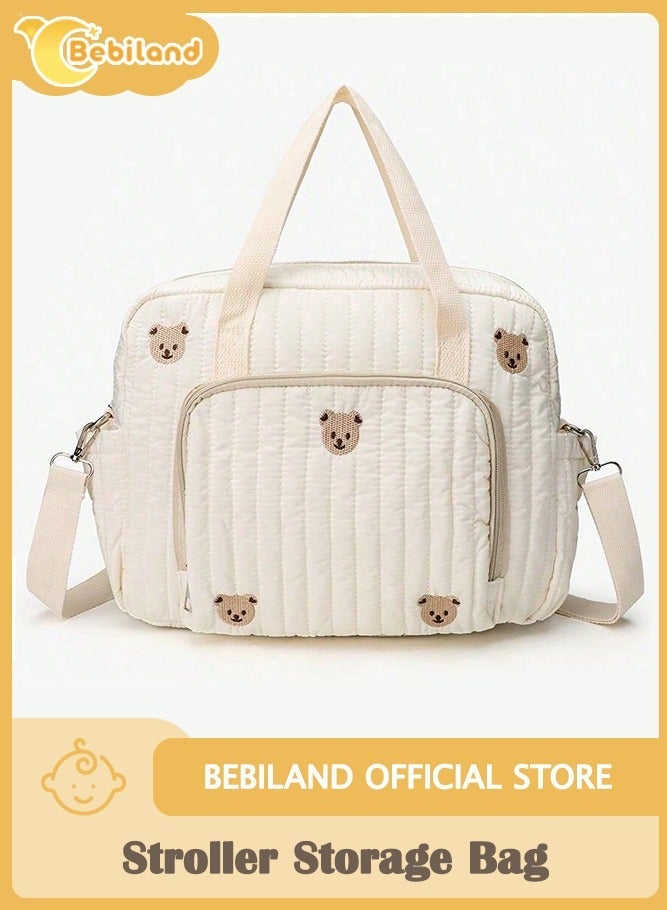 Bebiland Baby Diaper Tote Bag, Stroller Storage Bag, Infant Carriages Diaper Organizer Pouches, Handbag Embroidered Mommy Bag - Image 1