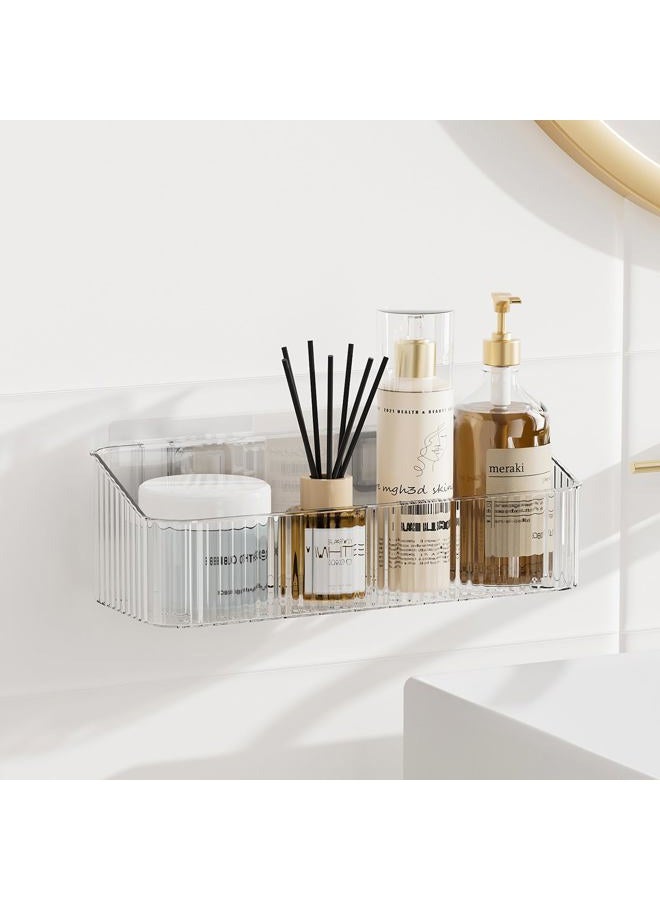 ZEXALOR Wall Mount Organizer for Kicthen, Bathroom, Dresser, Office, Pantry Storage and Organization - Clear Long Wall Basket Storage, Cabinet Door Organizer (9.4×3.9×2.7") - Image 1