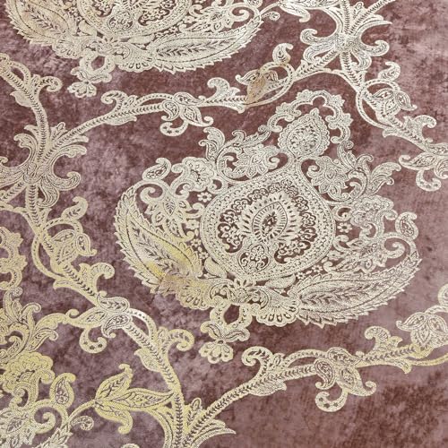 Sunshine Nicole Metallic Print Comforter Set, Distressed Velvet Face with Metallic Foil Print and Brushed Solid Microfiber Reverse, with Light Weight Soft Poly Fill, 3 Pieces Dusty Mauve Gold, Queen - Image 3