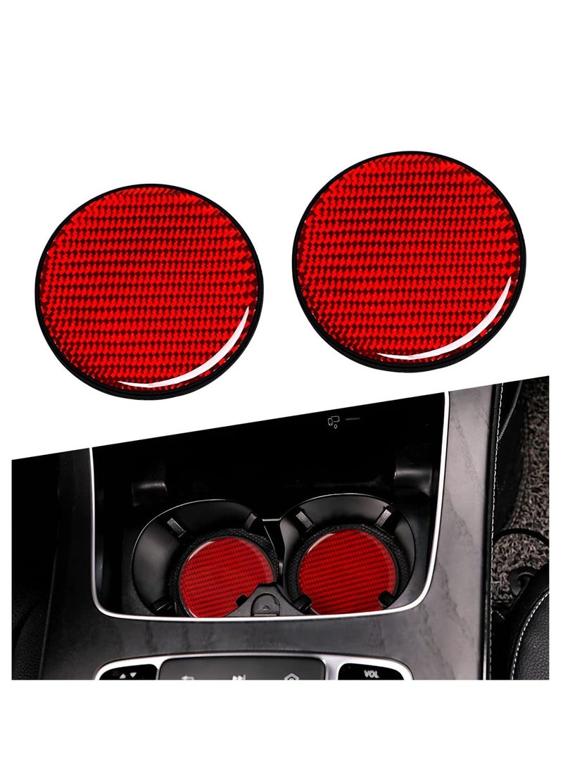 SYOSI Car Cup Holder Coaster, Carbon Fiber Non-Slip Embedded Coasters, Universal 2.75 Inch Cup Holder Insert Coaster Pad, Sports Racing Durable Drink Mat, Car Interior Accessories (2 PCS) - Image 1
