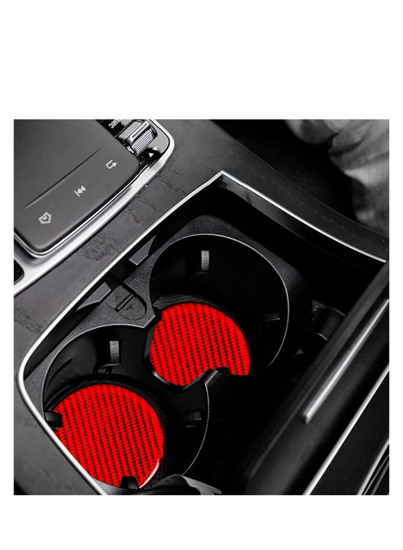 SYOSI Car Cup Holder Coaster, Carbon Fiber Non-Slip Embedded Coasters, Universal 2.75 Inch Cup Holder Insert Coaster Pad, Sports Racing Durable Drink Mat, Car Interior Accessories (2 PCS) - Image 5