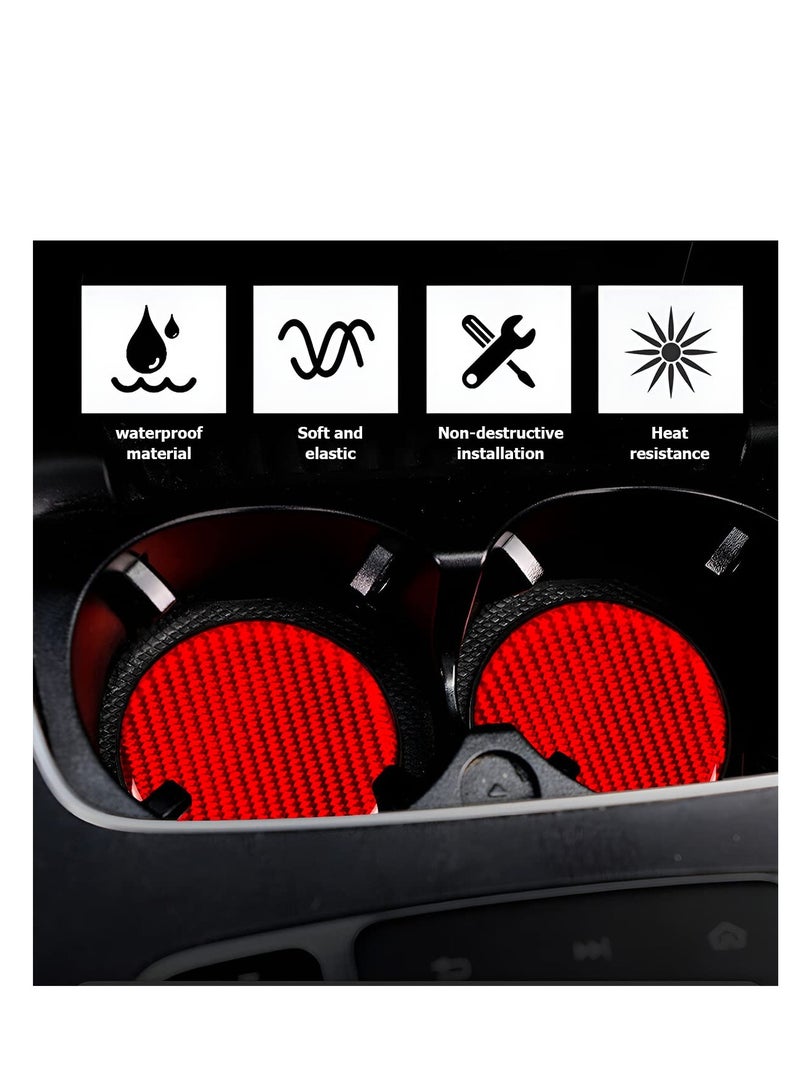 SYOSI Car Cup Holder Coaster, Carbon Fiber Non-Slip Embedded Coasters, Universal 2.75 Inch Cup Holder Insert Coaster Pad, Sports Racing Durable Drink Mat, Car Interior Accessories (2 PCS) - Image 2