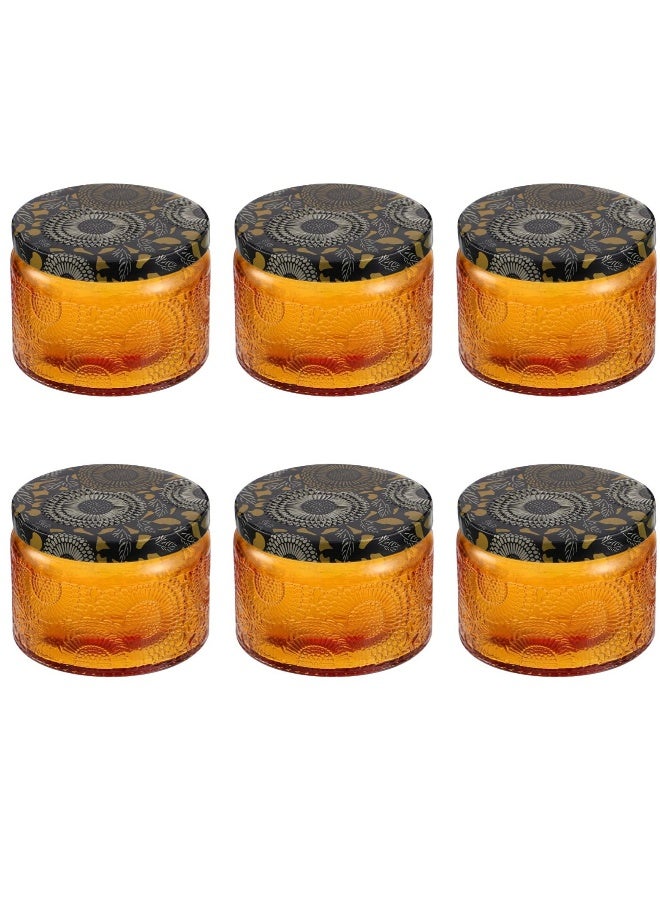 6 PCS Clear Glass Candle Tins, Aromatherapy Scented Candle Cups, Embossed Candle Jar, Suitable Weddings, Parties, Home - Image 1