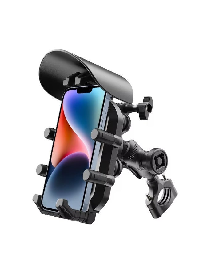 Motorcycle Phone Mount Holder - [Dual Vibration Dampener] [Upgrade Handlebar Clip] Motorcycle Cell Phone Holder, Bike Phone Mount, Fit iPhone 16/15/14/13 Pro Max, 4.7-6.7" Phones, - Image 1