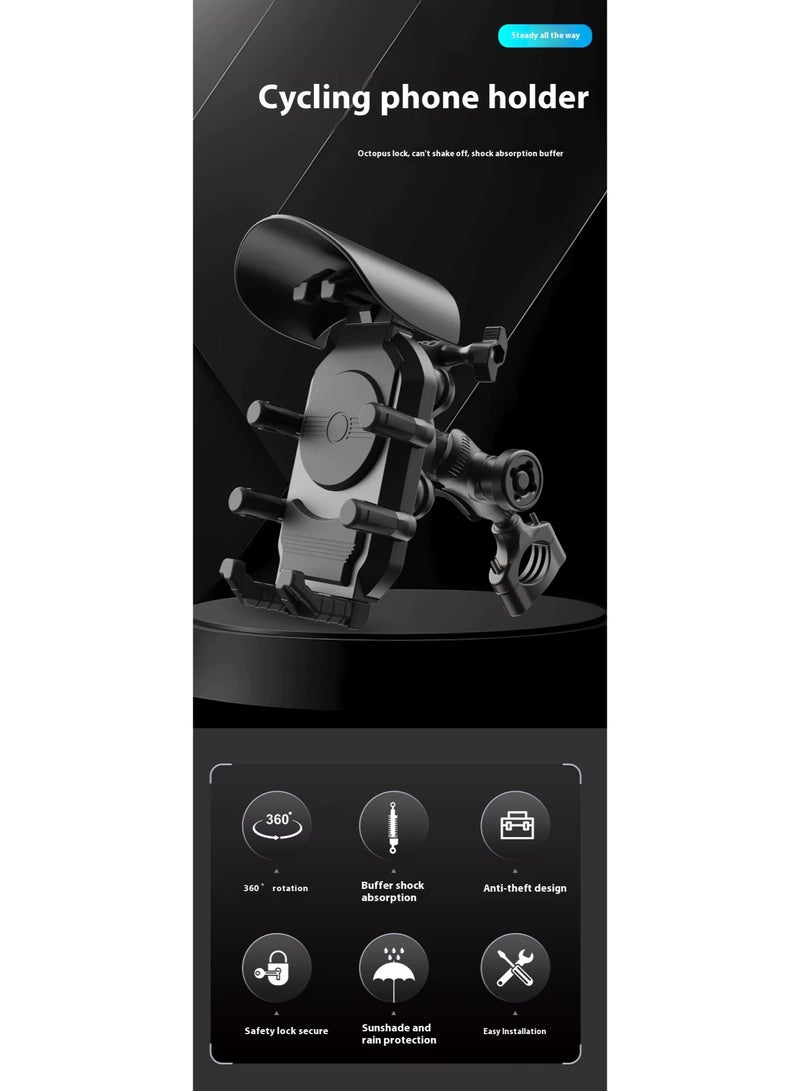 Motorcycle Phone Mount Holder - [Dual Vibration Dampener] [Upgrade Handlebar Clip] Motorcycle Cell Phone Holder, Bike Phone Mount, Fit iPhone 16/15/14/13 Pro Max, 4.7-6.7" Phones, - Image 3