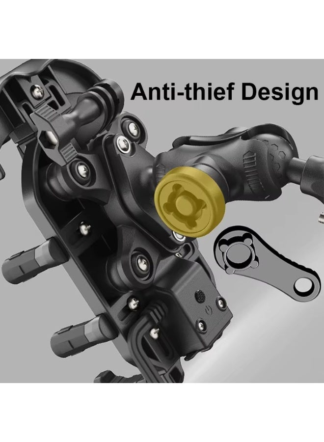 Motorcycle Phone Mount Holder - [Dual Vibration Dampener] [Upgrade Handlebar Clip] Motorcycle Cell Phone Holder, Bike Phone Mount, Fit iPhone 16/15/14/13 Pro Max, 4.7-6.7" Phones, - Image 4