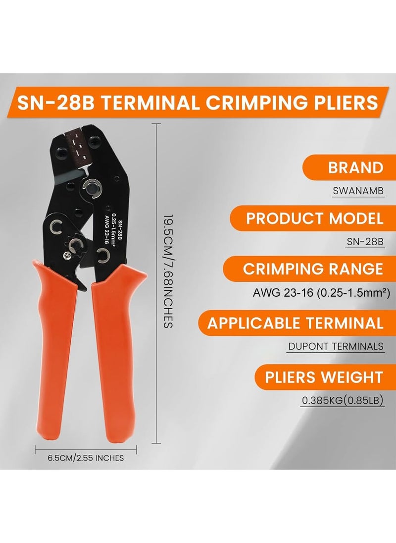 Serplex Crimping Tool Kit Ratcheting Crimper Ratcheting Crimper Plier Set with 1550PCS MaleFemale Connectors Wire Crimping Tool Wire Terminal Crimper for AWG 2316 02515mm