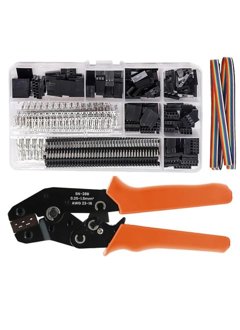 Serplex Crimping Tool Kit Ratcheting Crimper Ratcheting Crimper Plier Set with 1550PCS MaleFemale Connectors Wire Crimping Tool Wire Terminal Crimper for AWG 2316 02515mm