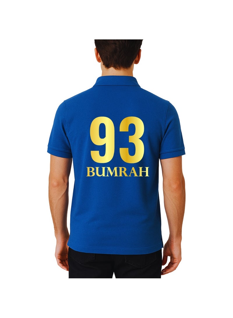 PRINTSHOP4ME Mumbai Cricket Fan Polo T-Shirt For Men – Blue Dry-Fit Sports Jersey With “93 BUMRAH” Print & Team Logo | Breathable Outdoor Wear For Game Days & Cricket Lovers - Image 3
