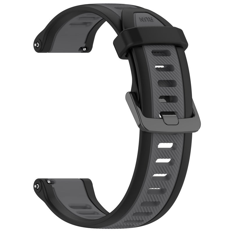 erorex For Garmin Forerunner 165 Music 20Mm Two Color Textured Silicone Watch Band(Grey+Black) - Image 2