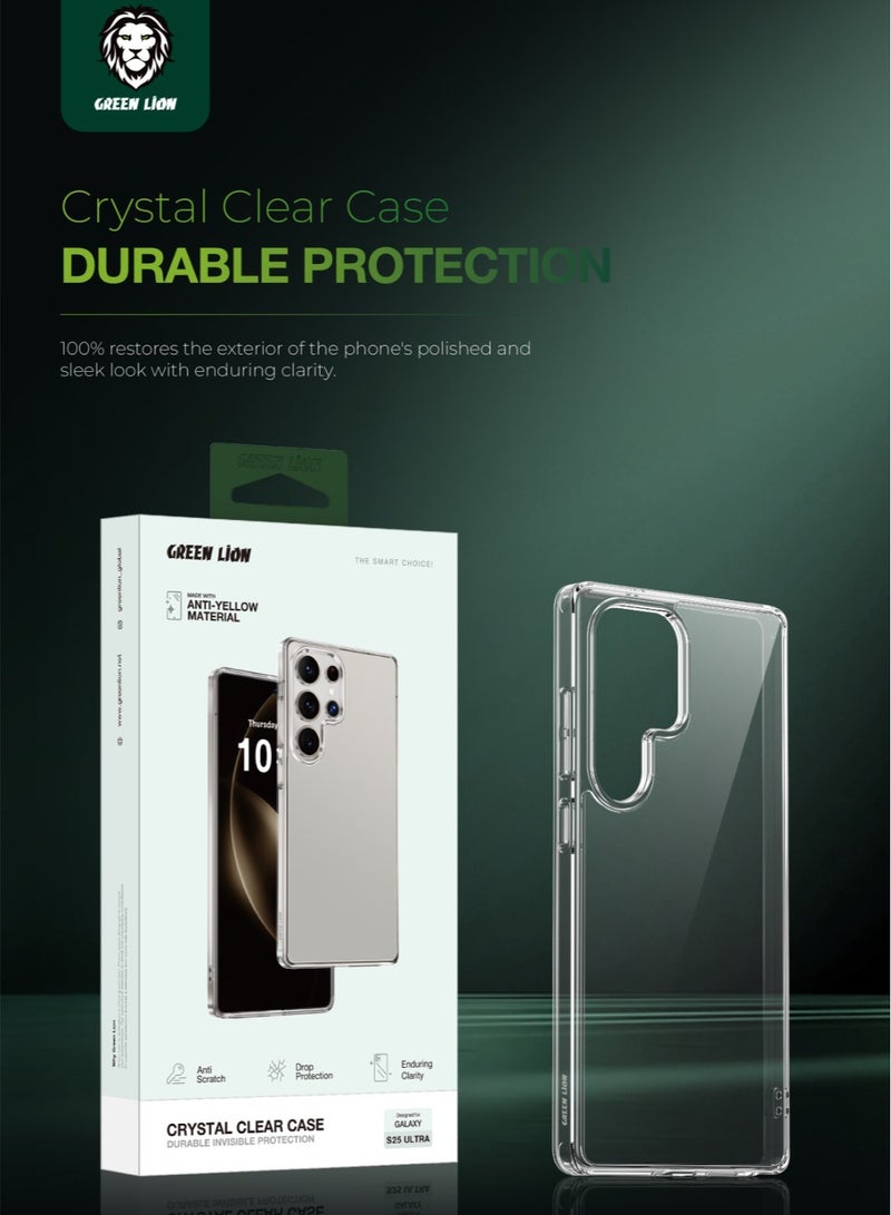 GREEN LION Galaxy S25 Ultra Case Crystal Clear Back Cover /Anti-Yellowing/ Comfortable Grip /Anti-Scratch Lip / Drop Protection / Raised Edge / Precise Cutouts Back Cover - Transparent - Image 2