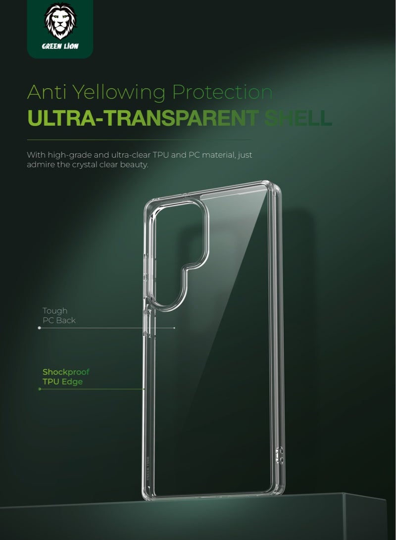 GREEN LION Galaxy S25 Ultra Case Crystal Clear Back Cover /Anti-Yellowing/ Comfortable Grip /Anti-Scratch Lip / Drop Protection / Raised Edge / Precise Cutouts Back Cover - Transparent - Image 3