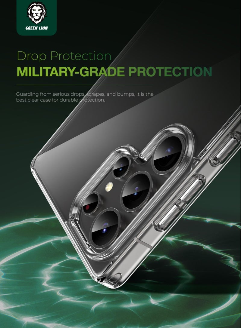GREEN LION Galaxy S25 Ultra Case Crystal Clear Back Cover /Anti-Yellowing/ Comfortable Grip /Anti-Scratch Lip / Drop Protection / Raised Edge / Precise Cutouts Back Cover - Transparent - Image 4