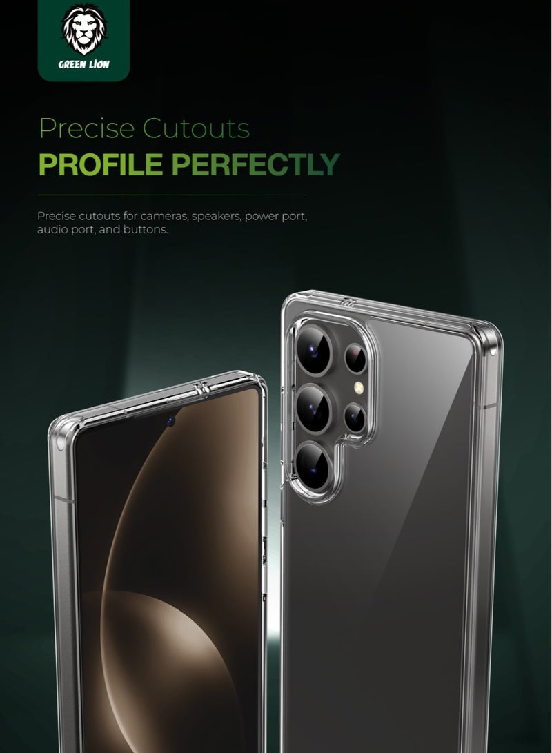 GREEN LION Galaxy S25 Ultra Case Crystal Clear Back Cover /Anti-Yellowing/ Comfortable Grip /Anti-Scratch Lip / Drop Protection / Raised Edge / Precise Cutouts Back Cover - Transparent - Image 5