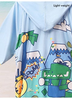 LITTLE SURPRISE BOX Blue Dino Lightweight Microfibre Hooded Swim Poncho/ beach coverup towel for Kids  - Image 5