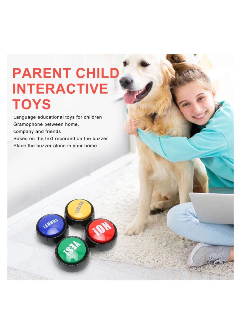 4Pcs Interactive Dog Communication Buttons Pet Training Buzzer with Yes No Maybe Sounds Ideal for Cats and Dogs - Image 3