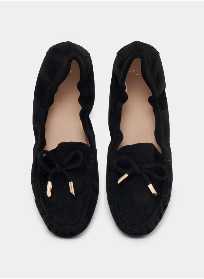 Styli Bow Design Loafers