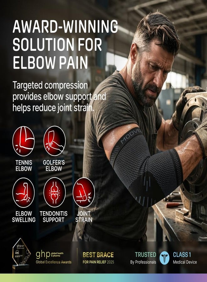 Modvel 2 Pack Elbow Brace for Tendonitis and Tennis Elbow Brace for Women and Men, Elbow Compression Sleeve for Pain Relief and Recovery – Elbow Sleeves Weightlifting Men, Sports & Workout, Arm Brace - Image 2