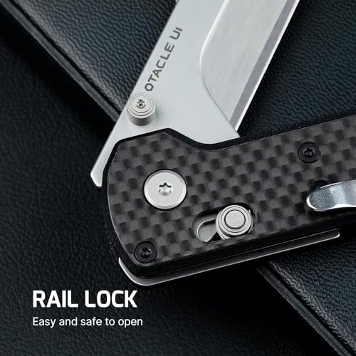 OKNIFE Otacle U1 Folding Pocket Utility Knife, Quick Change Box Cutter with Rail Lock, EDC Razor Knife with Pocket Clip for Office, Factory (Black) - Image 5