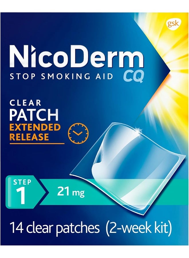 NicoDerm CQ Nicotine Patches to Quit Smoking, Step 1 Stop Smoking Aid, 21mg, 14 Count - Image 1