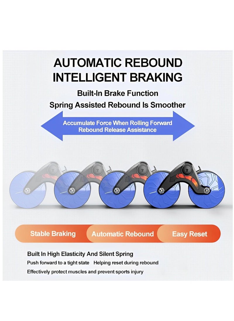 Rock Pow Automatic Rebound Abdominal Wheel, Non-slip Abdominal Exerciser with Yoga Mat, Ab Roller Wheels Gym Accessories for Men Women Abdominal and Core Strength Training - Image 4