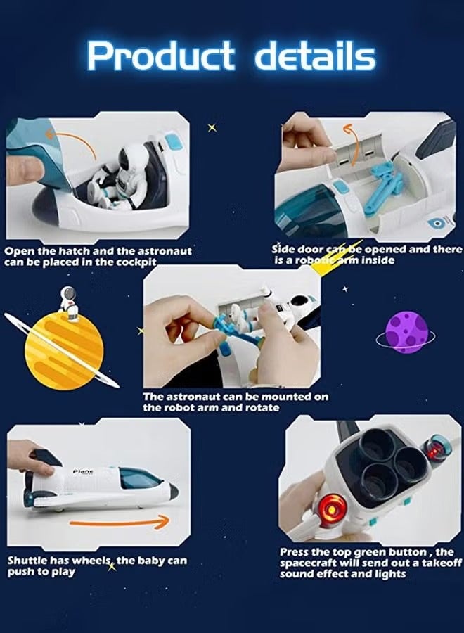 Space Shuttle Toys for Kids, Electric Light & Music Space Toys with Astronaut Figures, Spaceship Space Rocket Toys for Boy Girls Birthday - Image 4