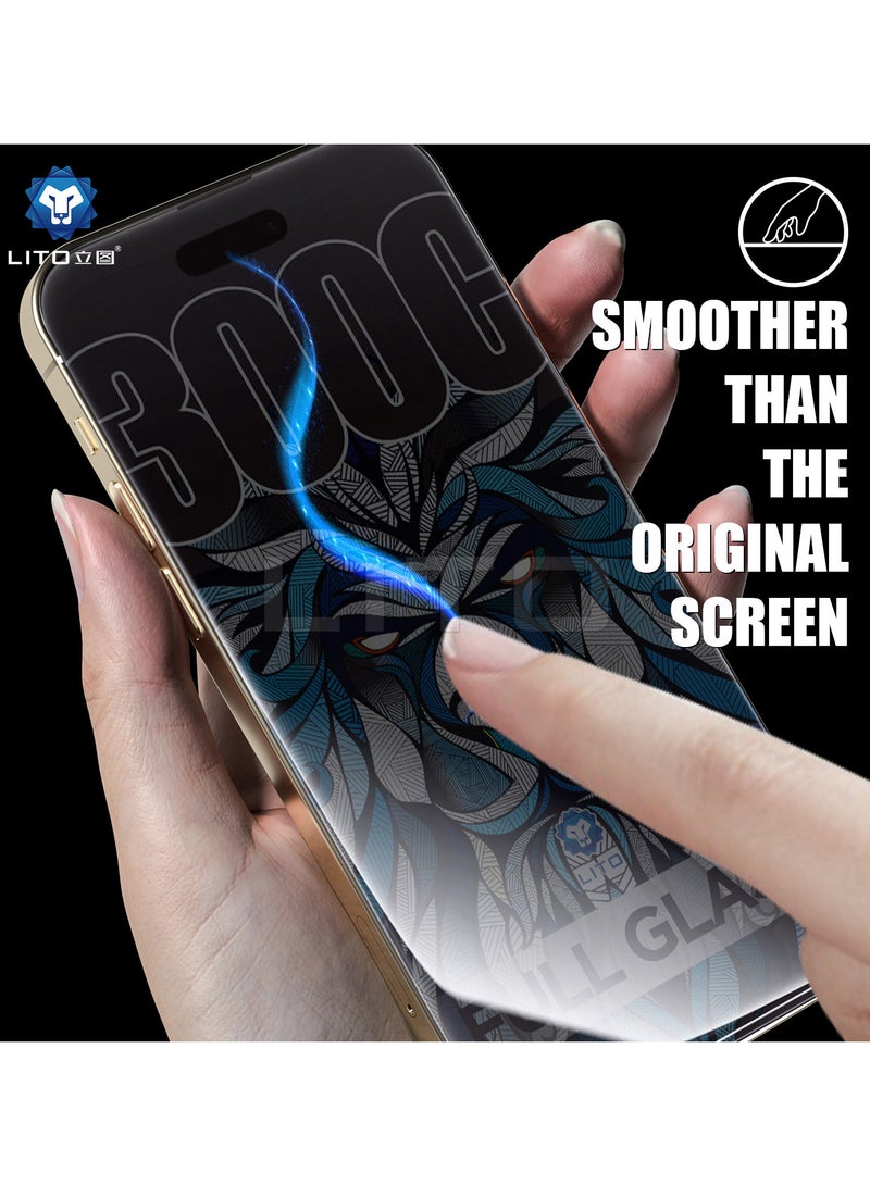 ليتو واقي شاشة Lito 300C من الزجاج المقوى للخصوصية مضاد لبصمات الأصابع، حماية كاملة للشاشة لجهاز ايفون 15 برو ماكس - Image 2