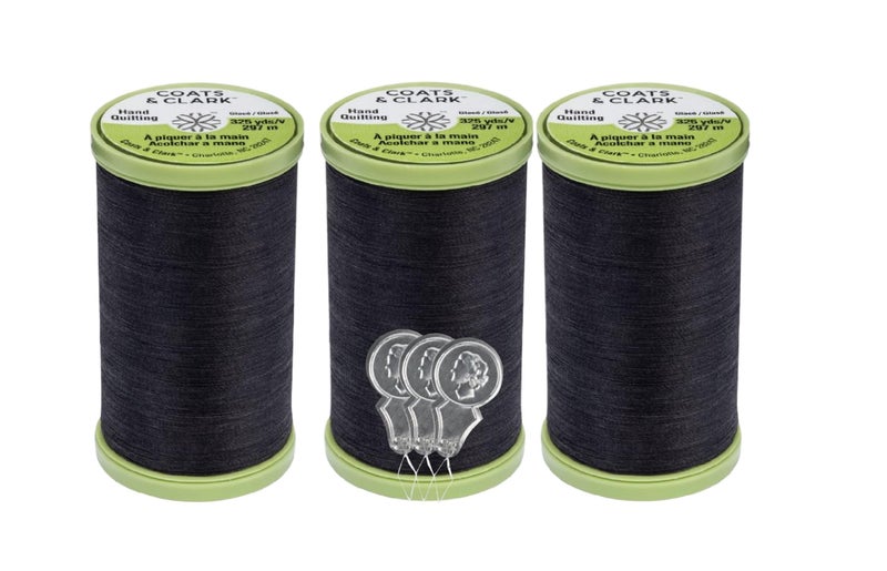 Bella's Crafts Coats Clark Hand Quilting Sewing Thread Cotton Covered Polyester 325 Yards S960 3 Pack Bundle with 3 Bellas Crafts Needle Threaders Black - Image 3