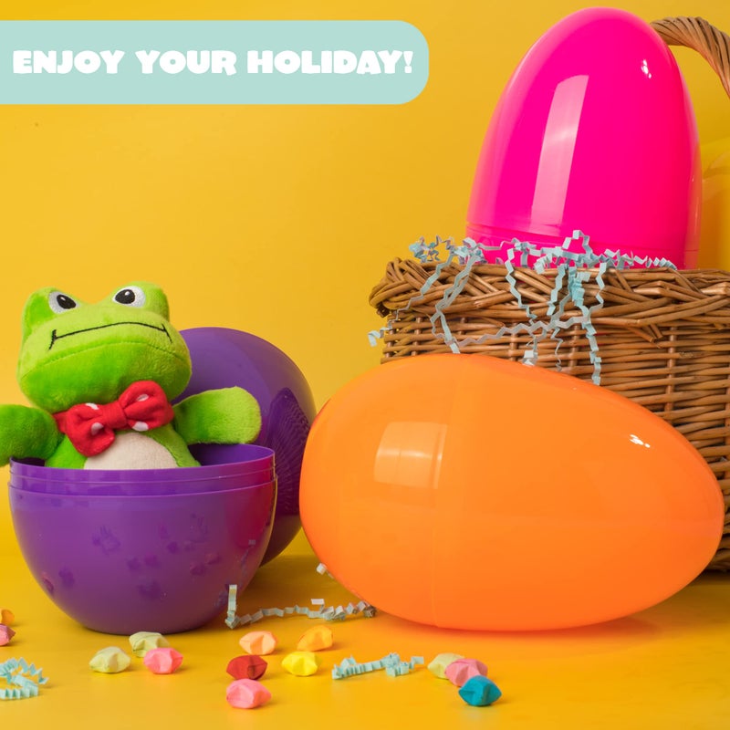 JOYIN 12 Pieces 7" Jumbo Plastic Bright Solid Easter Eggs Assorted Colors for Filling Treats, Easter Theme Party Favor, Easter Eggs Hunt, Basket Stuffers Fillers, Classroom Prize Supplies Toy - Image 5