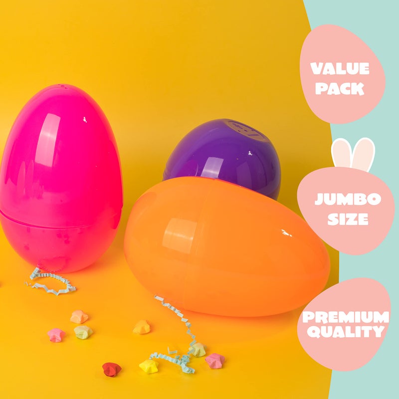 JOYIN 12 Pieces 7" Jumbo Plastic Bright Solid Easter Eggs Assorted Colors for Filling Treats, Easter Theme Party Favor, Easter Eggs Hunt, Basket Stuffers Fillers, Classroom Prize Supplies Toy - Image 3