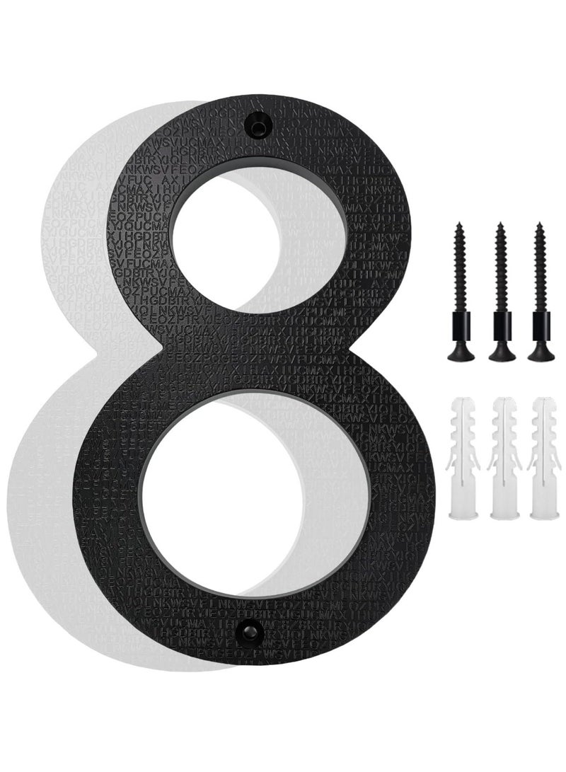 رات سو 8 بوصة أرقام البيت العائم لخارج أسود كبير مضاد للصدأ رقم المنزل مع الأظافر مجموعة وقالب سهل أن يتم خيانه لعنوان البيت الخارجي شارع بوابة الجراج المزرعة رقم 8. - Image 1