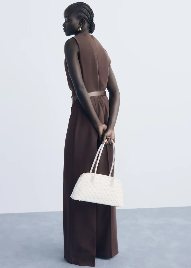 مانجو Long jumpsuit with draped neck and belt