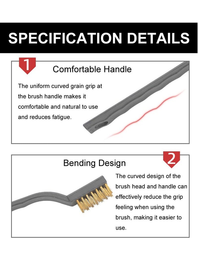 3 Pieces Of Mini Wire Brush Set For Cleaning And Rust Removal, 7 -Inch Industrial Line Brush Set Stainless Steel/Nylon/Brass Brush Hair  - Image 4