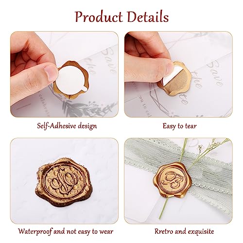 Yoption Initial Alphabet M Adhesive Wax Seal Stickers, 50 Pack Letter Envelope Seals, Self-Adhesive Gold Stickers for Wedding, Party, Birthday, Christmas (M) - Image 4