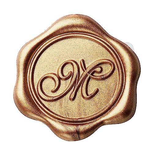 Yoption Initial Alphabet M Adhesive Wax Seal Stickers, 50 Pack Letter Envelope Seals, Self-Adhesive Gold Stickers for Wedding, Party, Birthday, Christmas (M) - Image 1