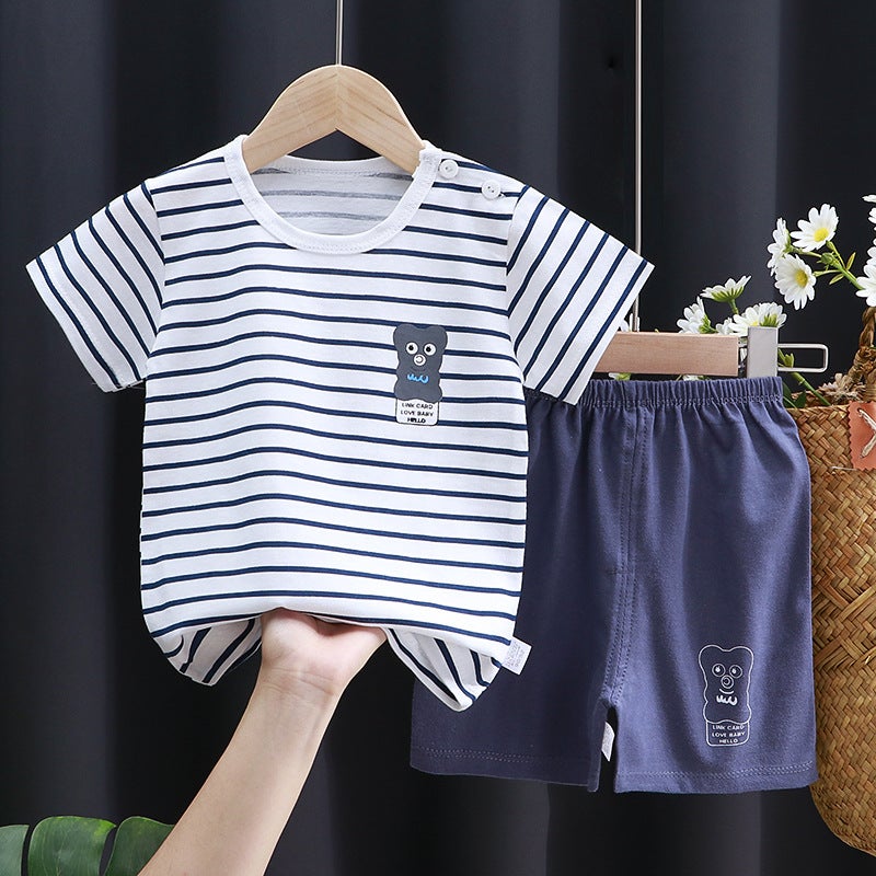 Infant Cotton T-Shirt Combo New Arrival K063-Striped wombat