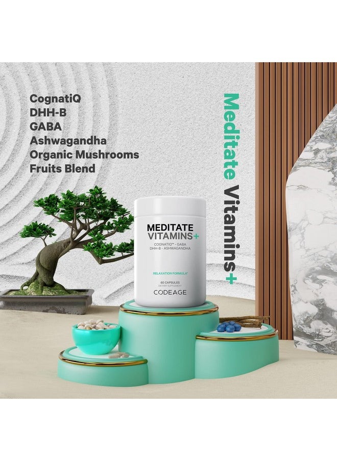 Codeage Codeage Meditate Vitamins+ Supplement - CognatiQ, DHH-B, GABA, Ashwagandha, Organic Mushrooms, Blueberries - BDNF Brain Pills and Neuroprotein - Vegan, Non-GMO, Gluten-Free - 60 Capsules  - Image 3