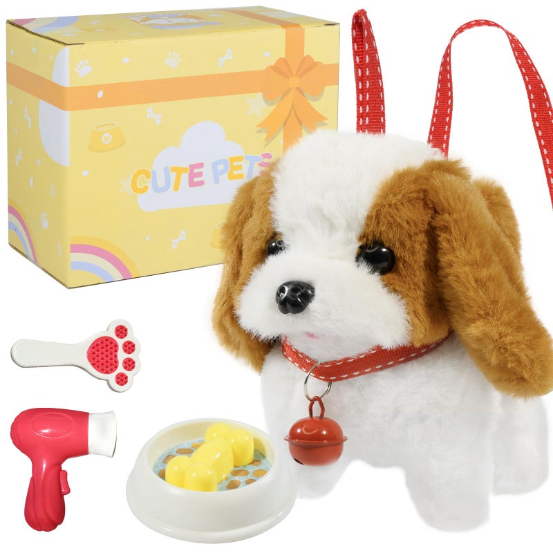 lonfypeng Plush Toys Walking Dog Toys that Can Walk, Bark and Wag Tail,Interactive Electronic Pet Toys Puppy with Leash,Easter Christmas Birthday Gift for Toddlers Kids - Image 1