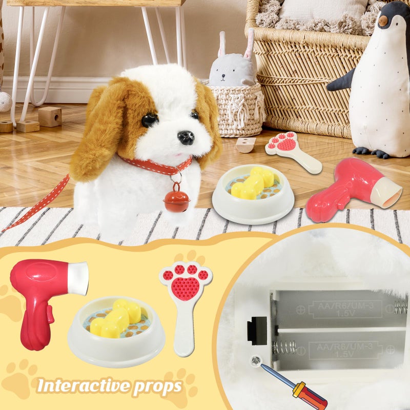 lonfypeng Plush Toys Walking Dog Toys that Can Walk, Bark and Wag Tail,Interactive Electronic Pet Toys Puppy with Leash,Easter Christmas Birthday Gift for Toddlers Kids - Image 3
