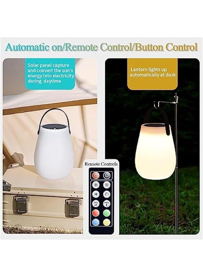 Solar Portable Light, Portable Outdoor Lantern Light with Remote Control, Solar Rechargeable 7 Color Round Bedside Lamp, Outdoor Camping Picnic Decorative Lighting (Solar Lantern) - Image 4