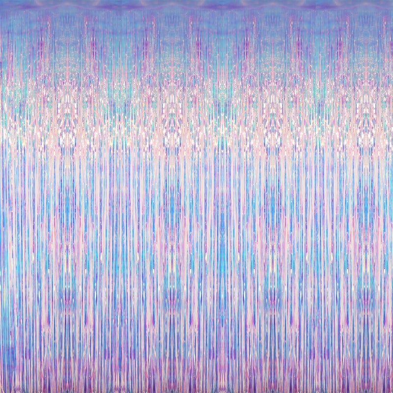 GOER ستائر تينسل معدنية GOER بطول 32 قدم وعرض 65 قدم لزينة حفلات عيد الميلاد تحت الماء، 1 عبوة باللون الأزرق النيون