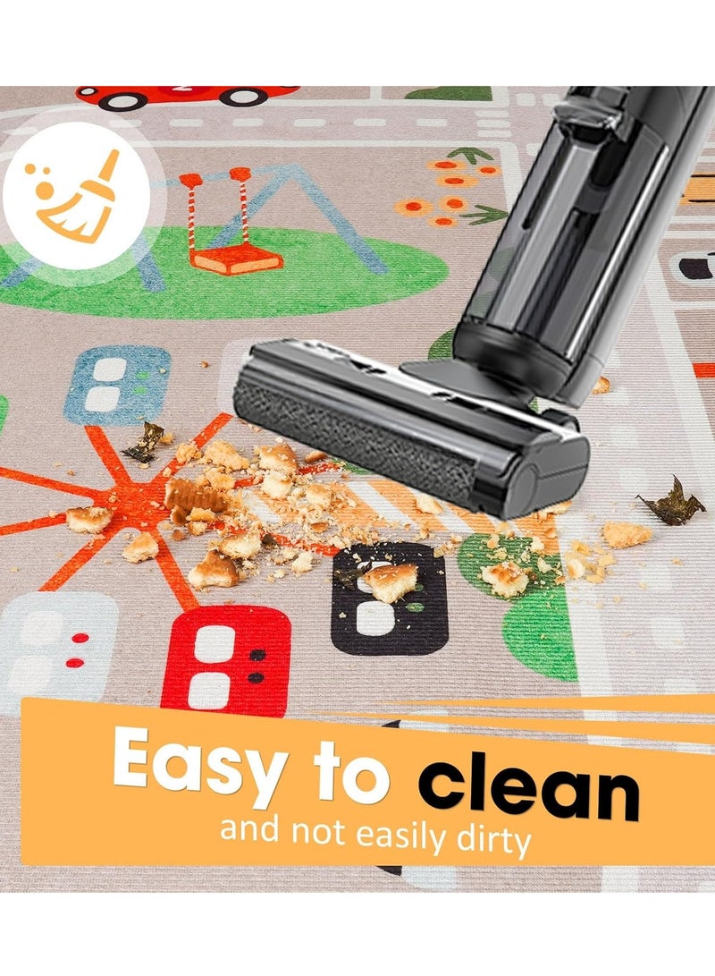 يوستيد سجادة لعب سجادة Ustide للأطفال للعب السيارات والقطار، سجادة منطقة اللعب مع دعم مطاطي، سجادة رمي ممتعة، هدية مثالية لغرفة لعب الأطفال في غرفة نومهم (120 × 160 سم / 47 × 63 بوصة) - Image 4