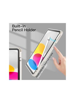 Jetech Case for iPad 10 (10.9-Inch, 2022 Model, 10th Generation) with Pencil Holder, Clear Transparent Back Shell Slim Stand Shockproof Tablet Cover, Auto Wake/Sleep (White)  - Image 5